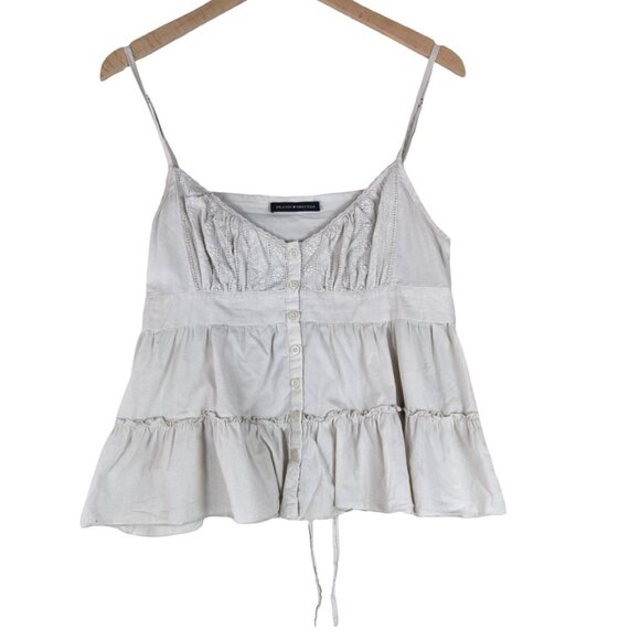 Brandy Melville Cream Cotton Eyelet Peplum Cami Boho Romantic - Picture 1 of 7
